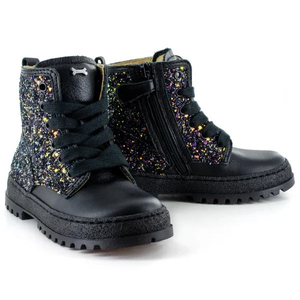 Sale calf - glitter black Enkellaarsjes