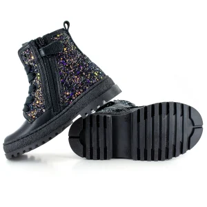 Sale calf - glitter black Enkellaarsjes