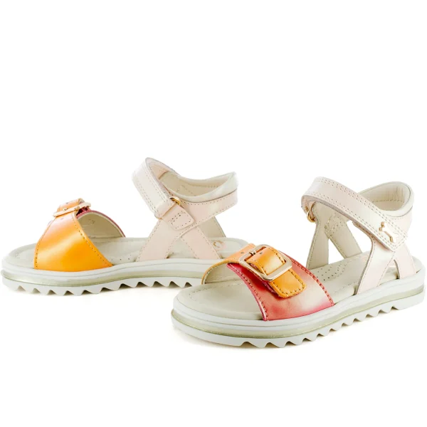 Hot calf perl coral + orange Sandalen