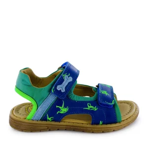 Hot calf bluette + green Sandalen