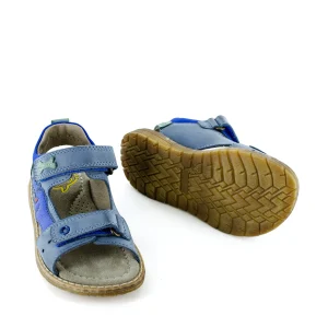 Discount calf denim + electric blue Sandalen