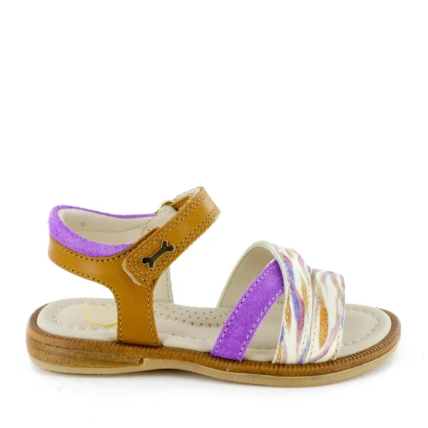 Discount calf cognac + lilac Sandalen