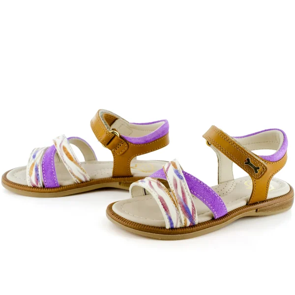 Discount calf cognac + lilac Sandalen