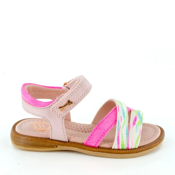 Hot calf old rose + fuxia fluo Sandalen