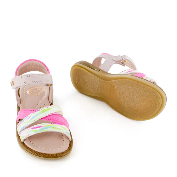 Hot calf old rose + fuxia fluo Sandalen