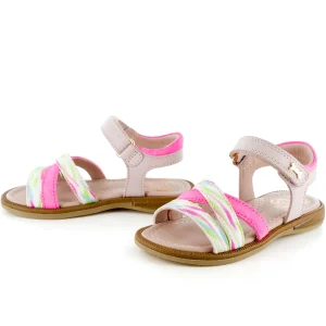 Hot calf old rose + fuxia fluo Sandalen