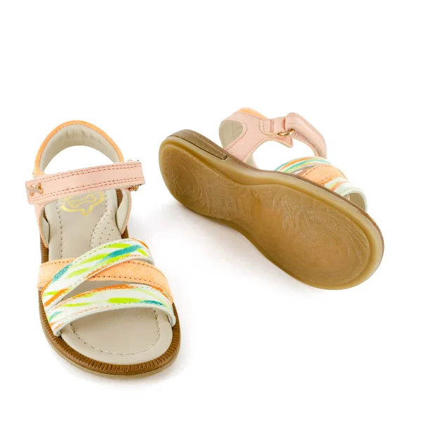 Sale calf salmon + orange fluo Sandalen