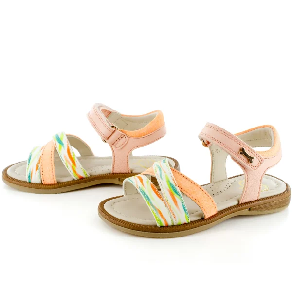 Sale calf salmon + orange fluo Sandalen