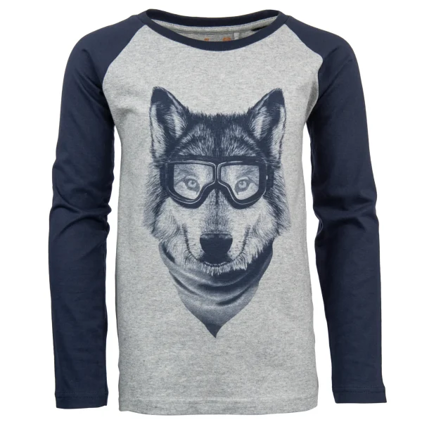 Sale - WOLF m.grey + navy T-Shirts Met Lange Mouwen