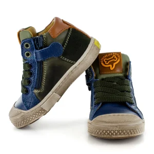 Online calf khaki + blue Halfhoge Schoenen