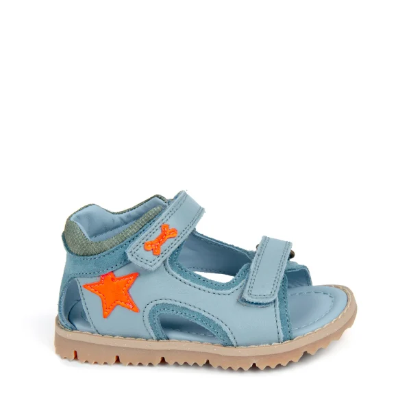 Best calf steelblue + orange fluo Sandalen