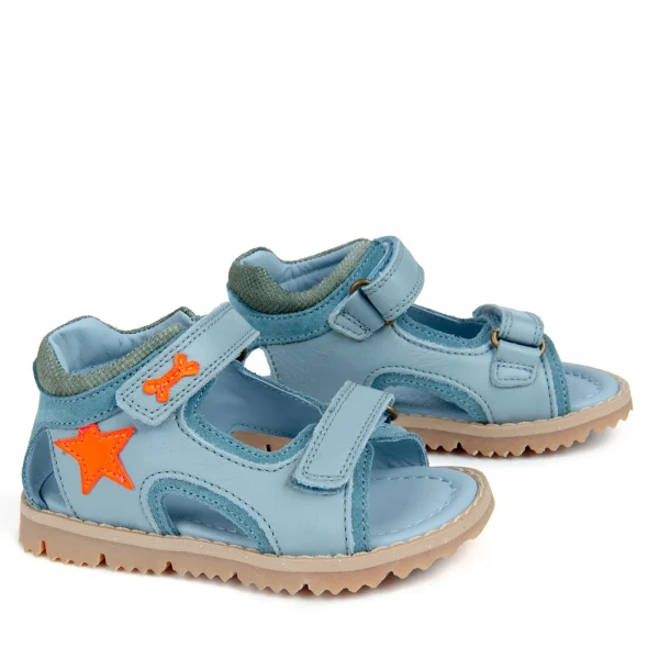 Best calf steelblue + orange fluo Sandalen