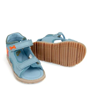 Best calf steelblue + orange fluo Sandalen