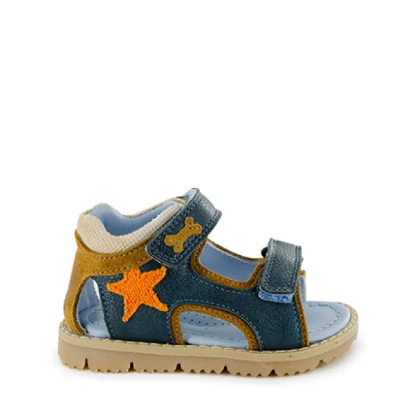 Best calf steelblue + orange fluo Sandalen