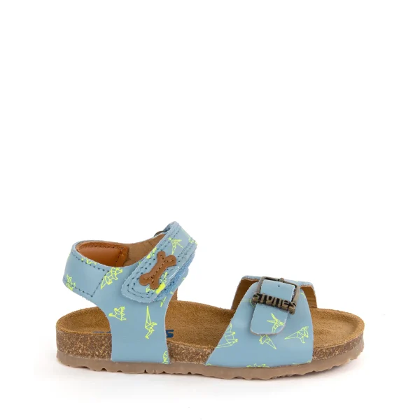 Discount calf steelblue + yellow fluo Sandalen