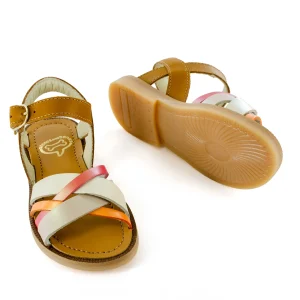 Outlet calf beige + cognac Sandalen