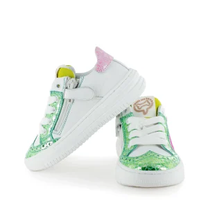 Discount calf emerald + white Lage Schoenen