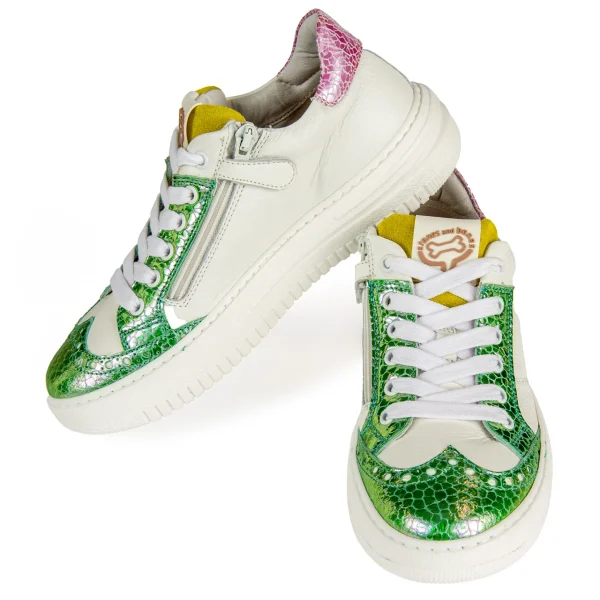 Hot calf emerald + white Lage Schoenen