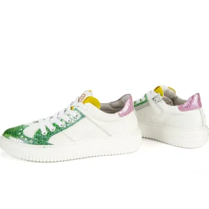 Hot calf emerald + white Lage Schoenen