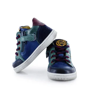 Hot calf navy + bordo Halfhoge Schoenen