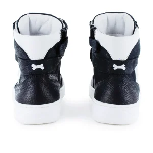 Outlet nabuk - calf black + off white Halfhoge Schoenen