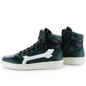 Clearance nabuk - calf d.green + black Halfhoge Schoenen