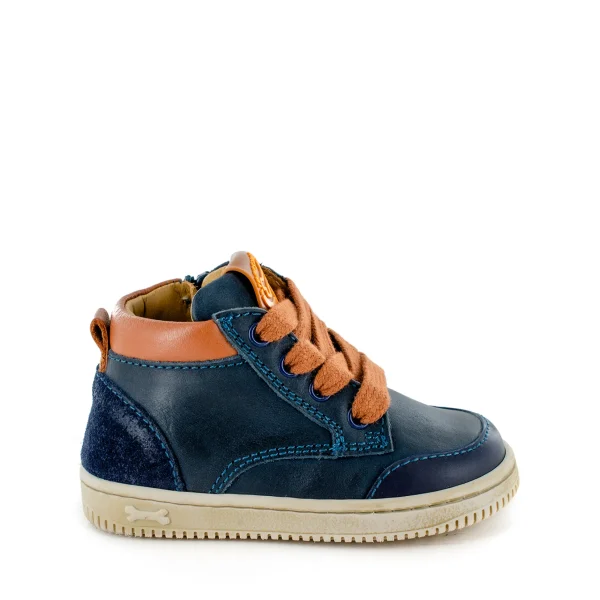 Online calf blue + cognac Halfhoge Schoenen