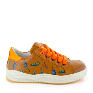 Fashion calf cuoio + orange fluo Lage Schoenen