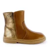 Sale calf - metal cognac + gold Enkellaarsjes