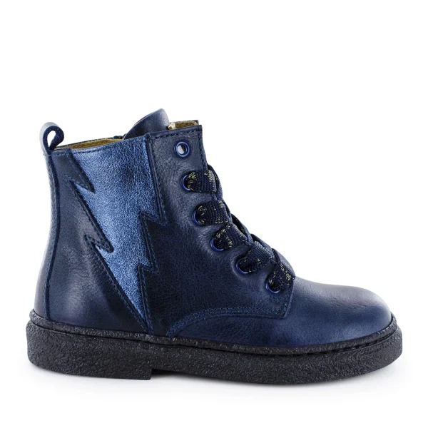 Outlet calf - metal navy Enkellaarsjes