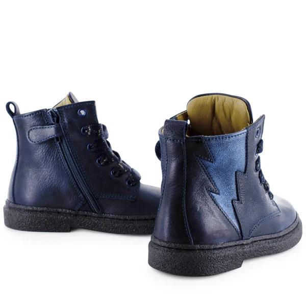 Outlet calf - metal navy Enkellaarsjes