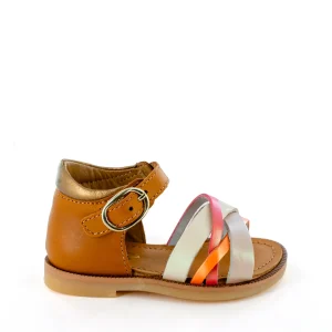 Sale calf beige + cognac Sandalen