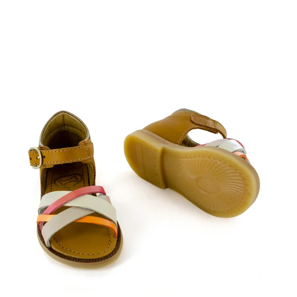 Sale calf beige + cognac Sandalen