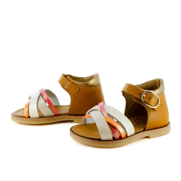 Sale calf beige + cognac Sandalen