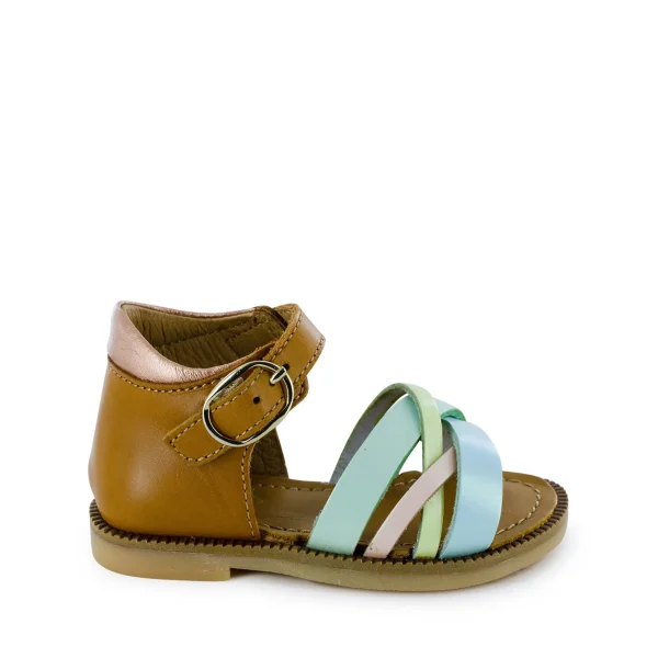 Best calf ice-blue + cognac Sandalen