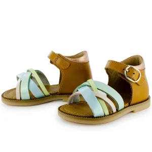 Best calf ice-blue + cognac Sandalen