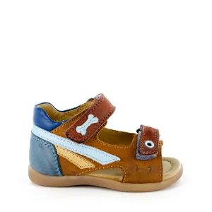 Discount calf cuoio + denim Sandalen