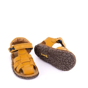 New calf ocre + navy Sandalen