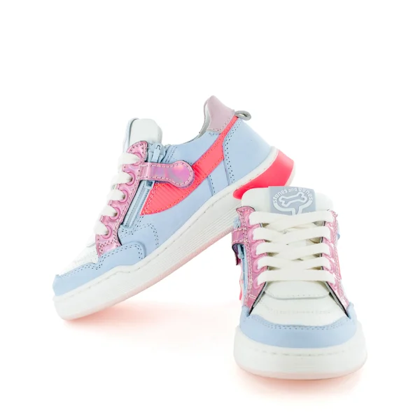 Discount calf ice-blue + coral fluo Lage Schoenen