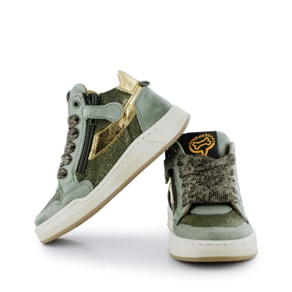 Best calf - metal khaki + gold Halfhoge Schoenen