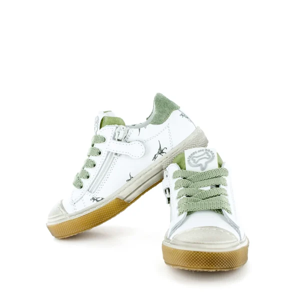 Online calf white + moss Lage Schoenen