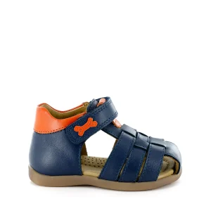 Online calf navy + brick Sandalen