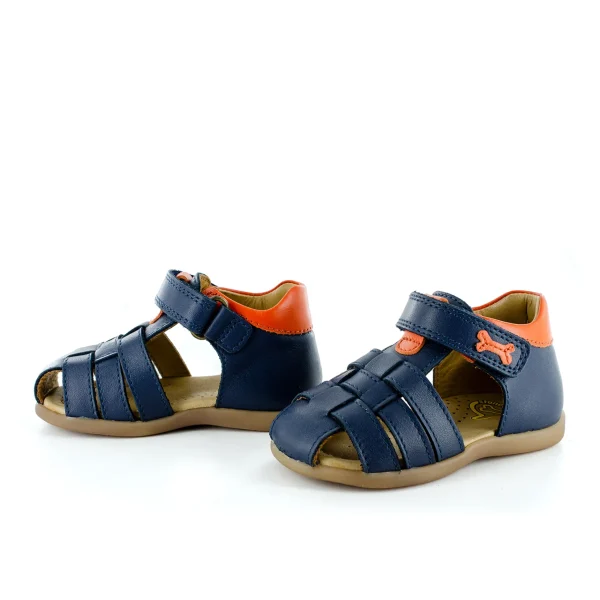 Online calf navy + brick Sandalen