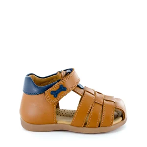 Online calf navy + brick Sandalen