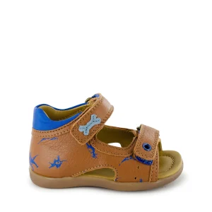 Clearance calf cognac + electric blue Sandalen