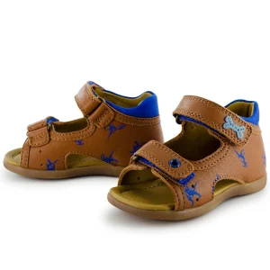 Clearance calf cognac + electric blue Sandalen