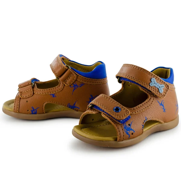 Clearance calf cognac + electric blue Sandalen