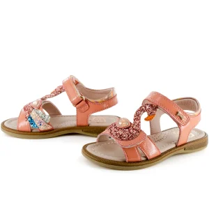 Hot calf - glitter salmon Sandalen