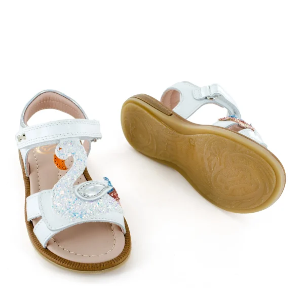 Online calf - glitter white Sandalen