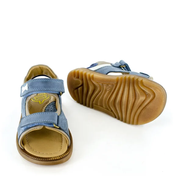 Best calf denim + sand Sandalen